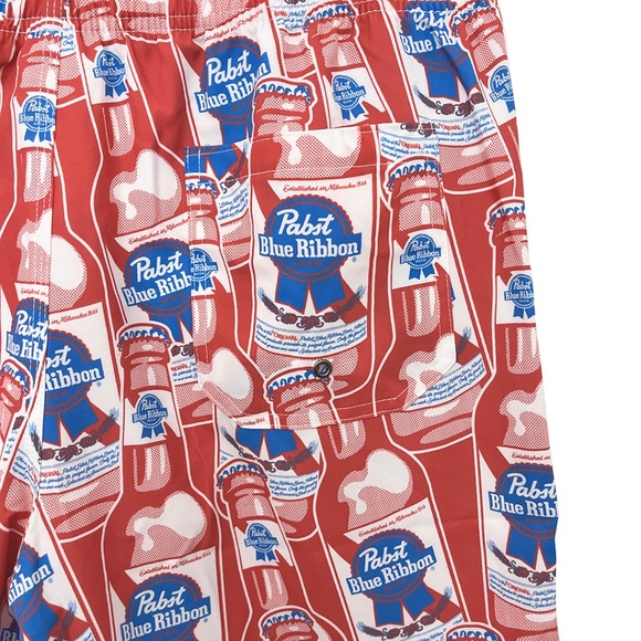 NWOT Pabst Blue Ribbon Beer Swim Trunks 6.5” Inseam Men’s Large - Picture 4 of 8